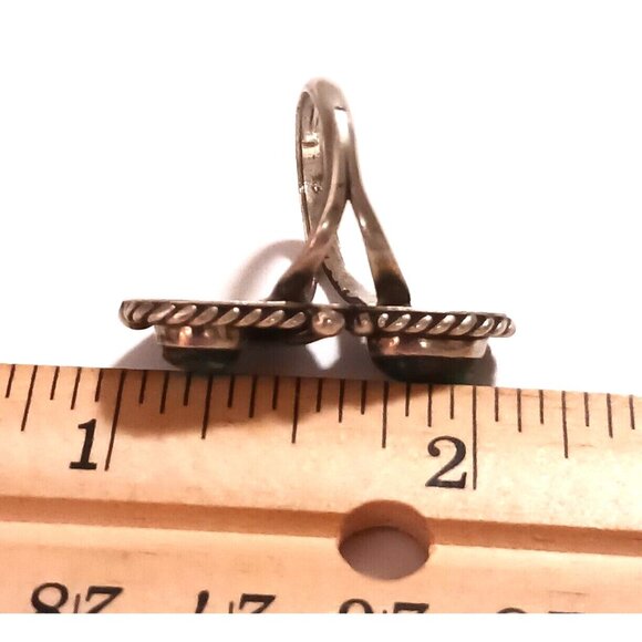 Navajo Turquoise Sterling Ring Vintage Two stone sz 4.75 (1219) - Picture 8 of 8